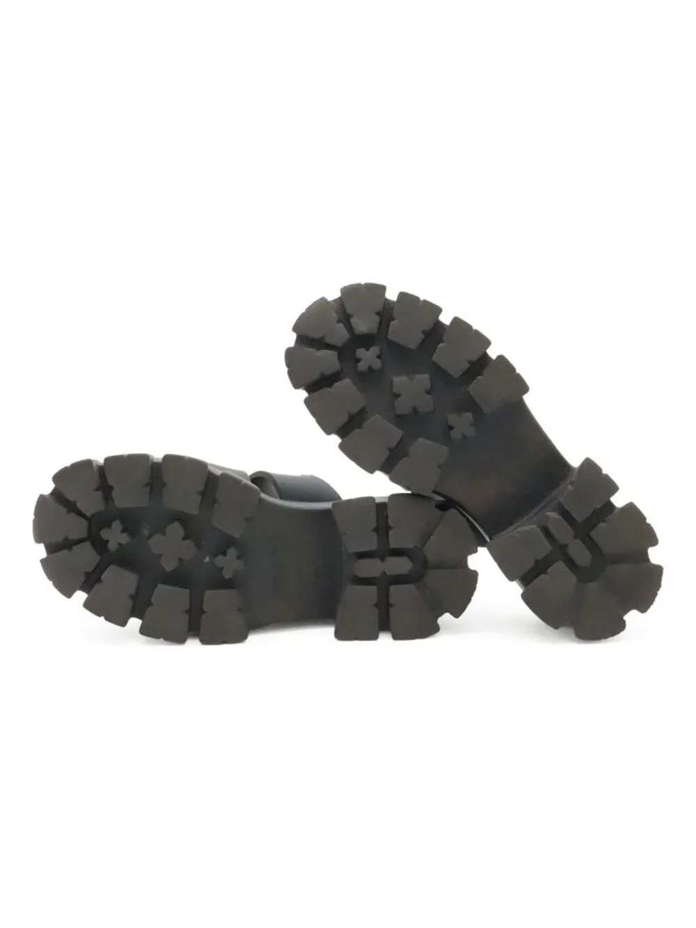 Prada Triangle Logo Monolith Rubber Sandals Platform Nero Black